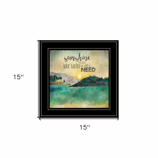 Sunshine And Lake Water 3 Black Framed Print Wall Art