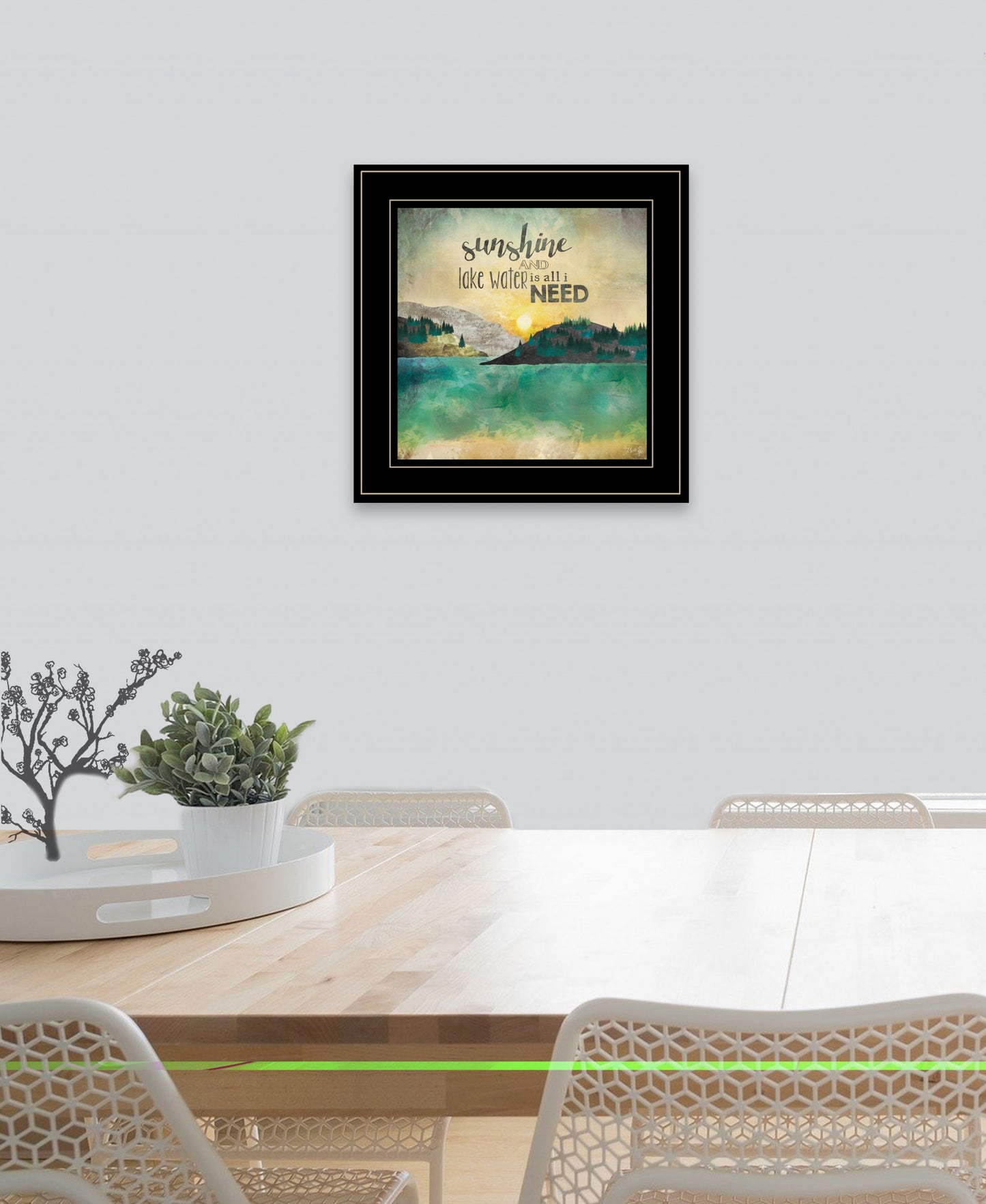 Sunshine And Lake Water 3 Black Framed Print Wall Art