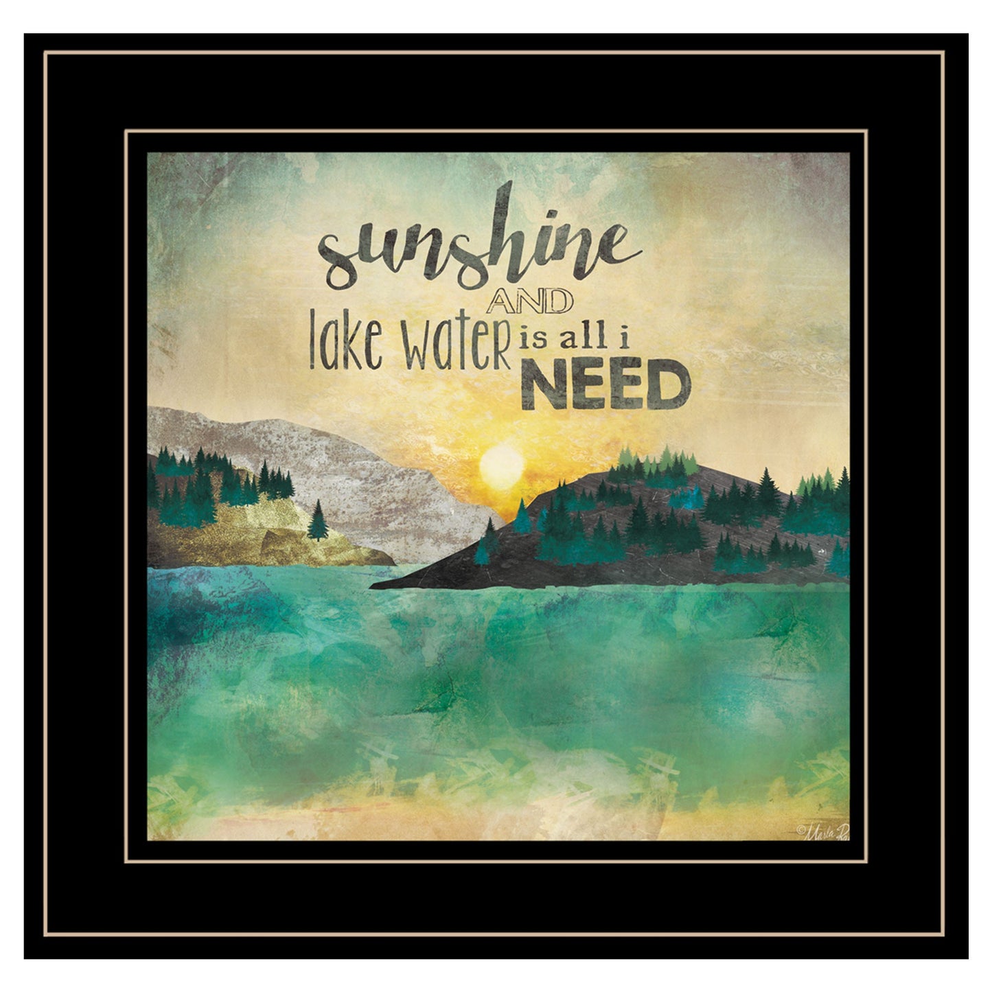 Sunshine And Lake Water 3 Black Framed Print Wall Art