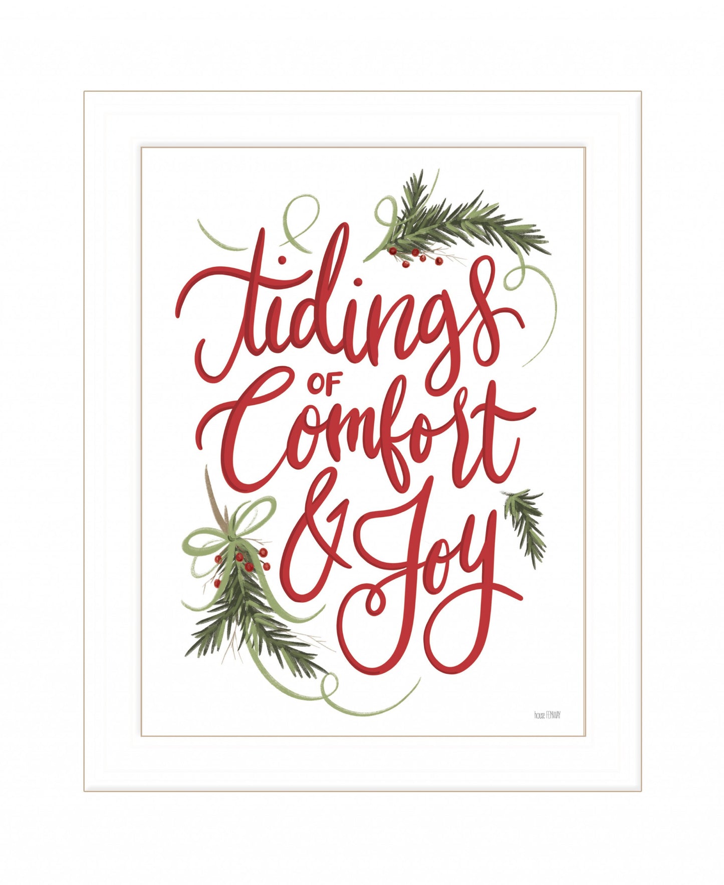 Tidings Of Comfort & Joy 2 White Framed Print Wall Art