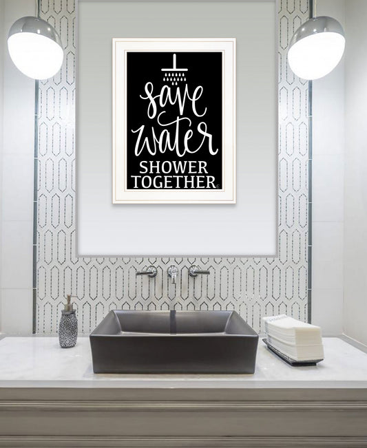 Shower Together 1 White Framed Print Wall Art