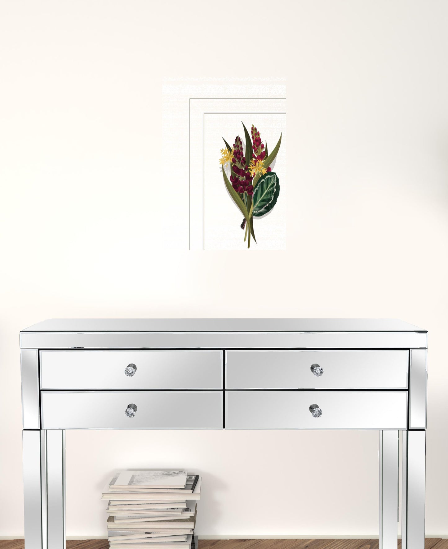 Tropical Sprig 2 White Framed Print Wall Art