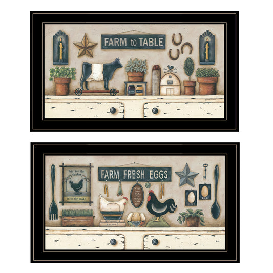 Set Of Two Farm Fresh 2 Black Framed Print Wall Art