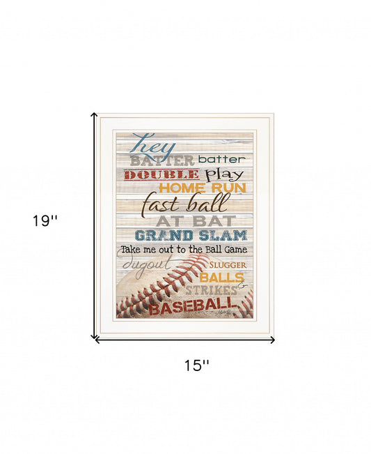 Hey Batter Batter 1 White Framed Print Wall Art