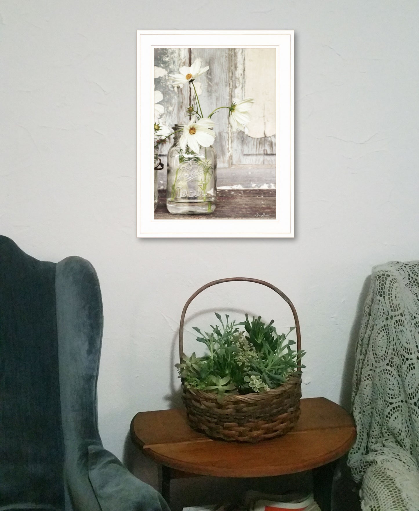 White Blossoms 1 White Framed Print Wall Art