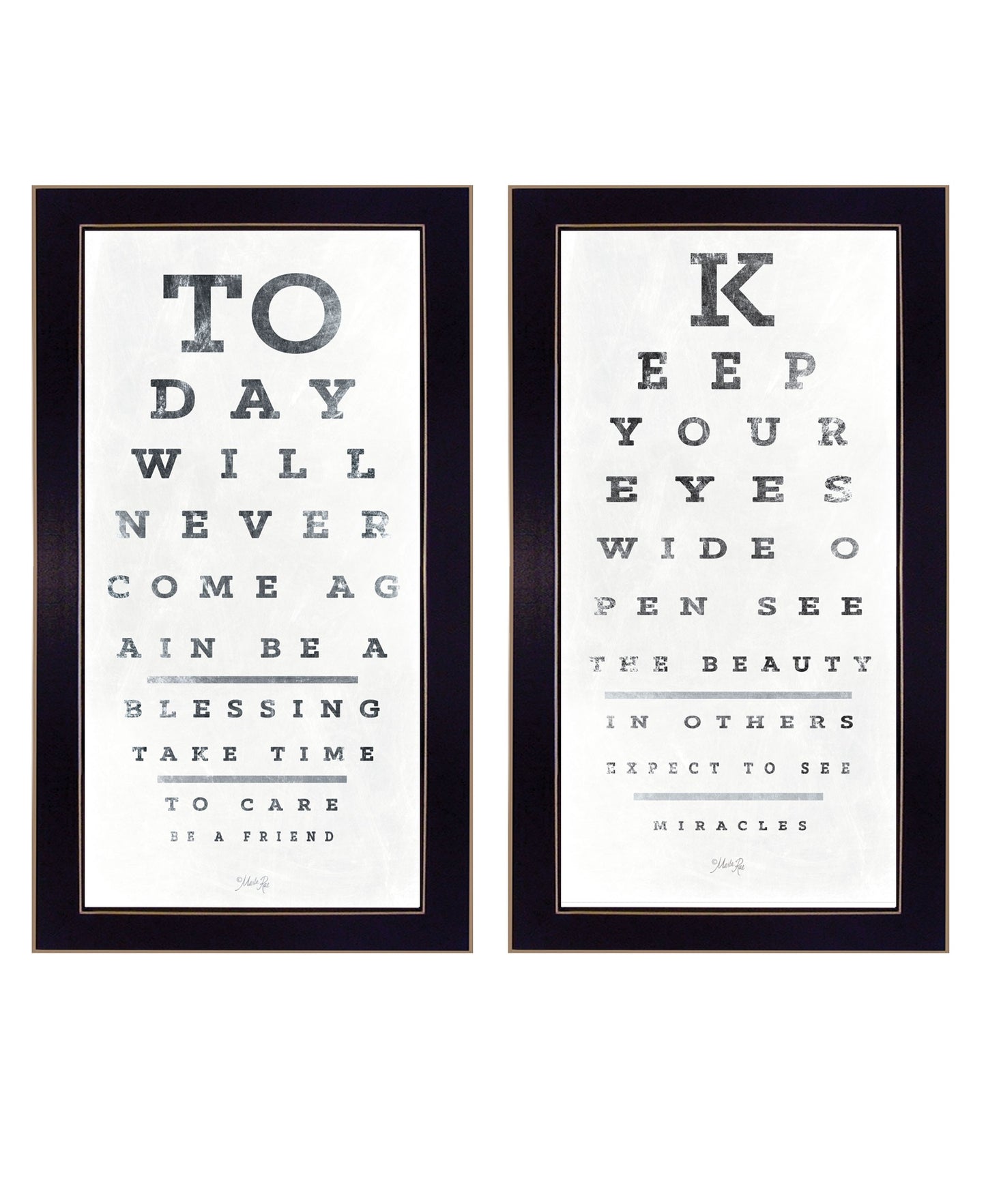 Set Of Two Eye Charts 2 Black Framed Print Wall Art