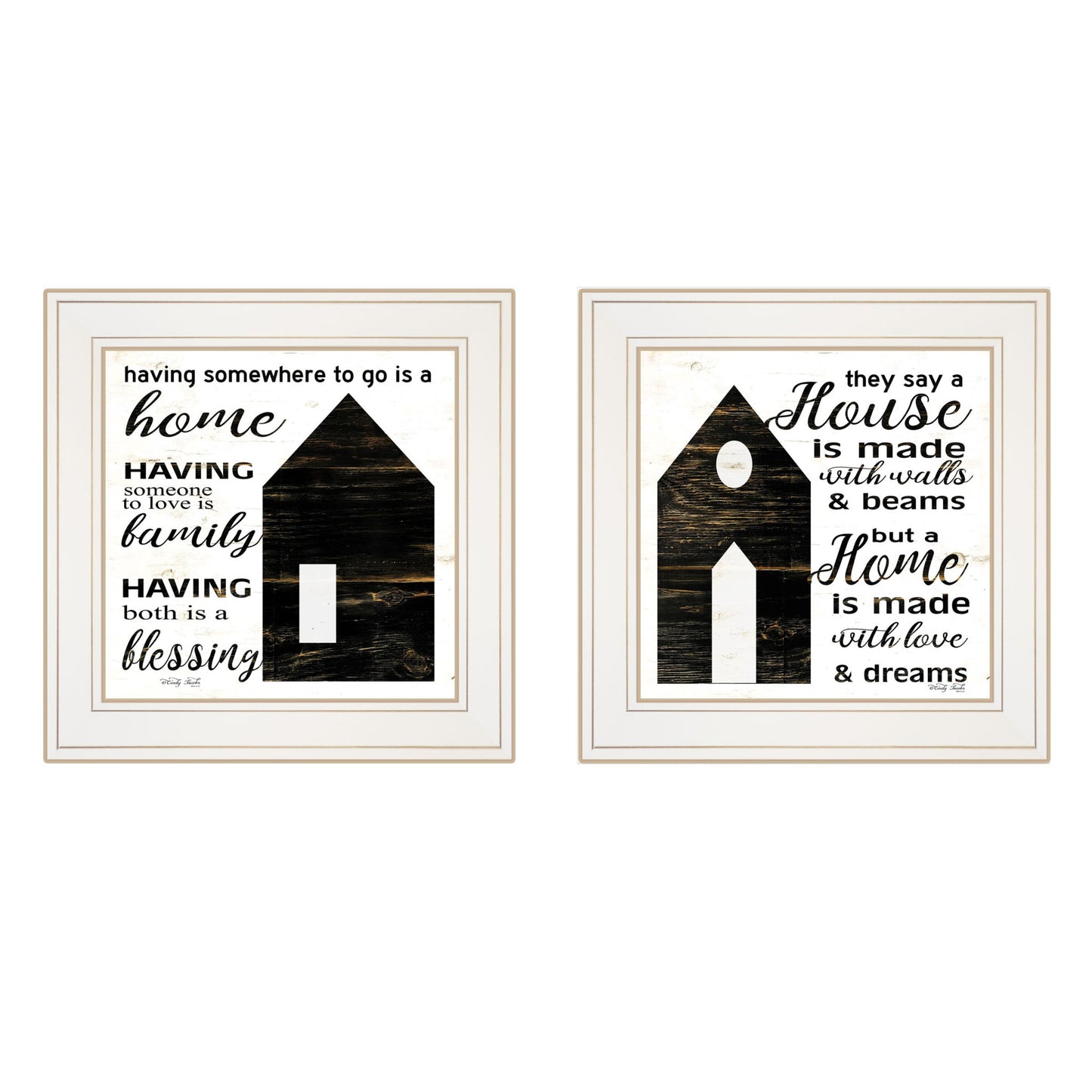 Set Of Two House Or Blessing White Framed Print Wall Art