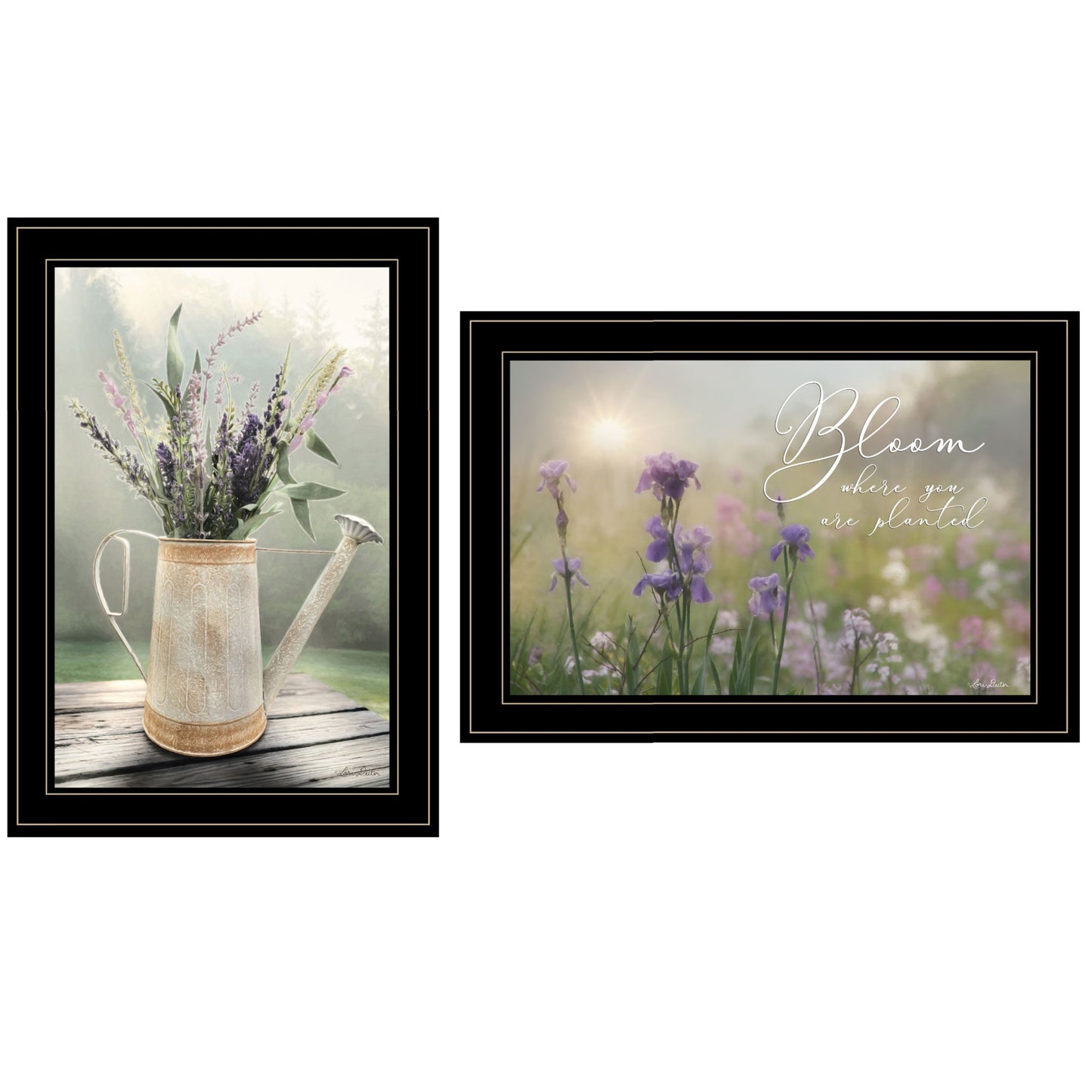 Set Of Two Bloom Where You Are Planted 2 Black Framed Print Wall Art