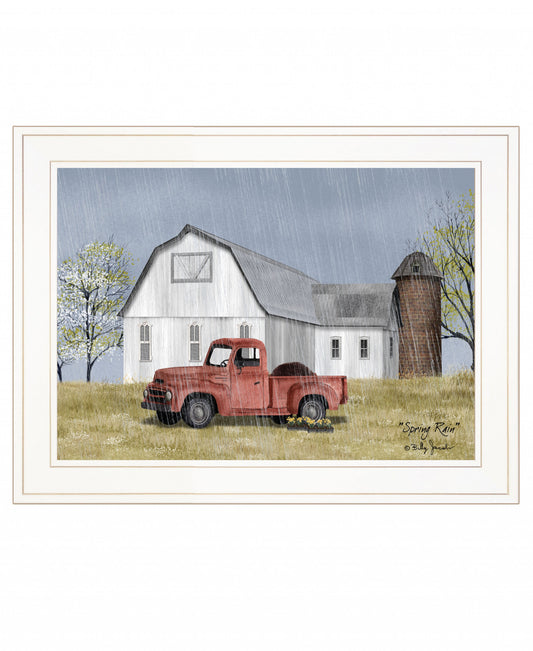 Spring Rain 2 White Framed Print Wall Art