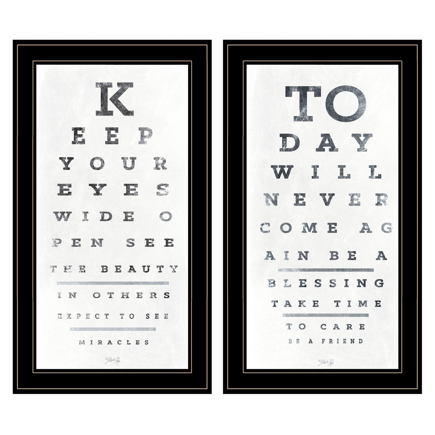 Set Of Two Eye Charts 1 Black Framed Print Wall Art