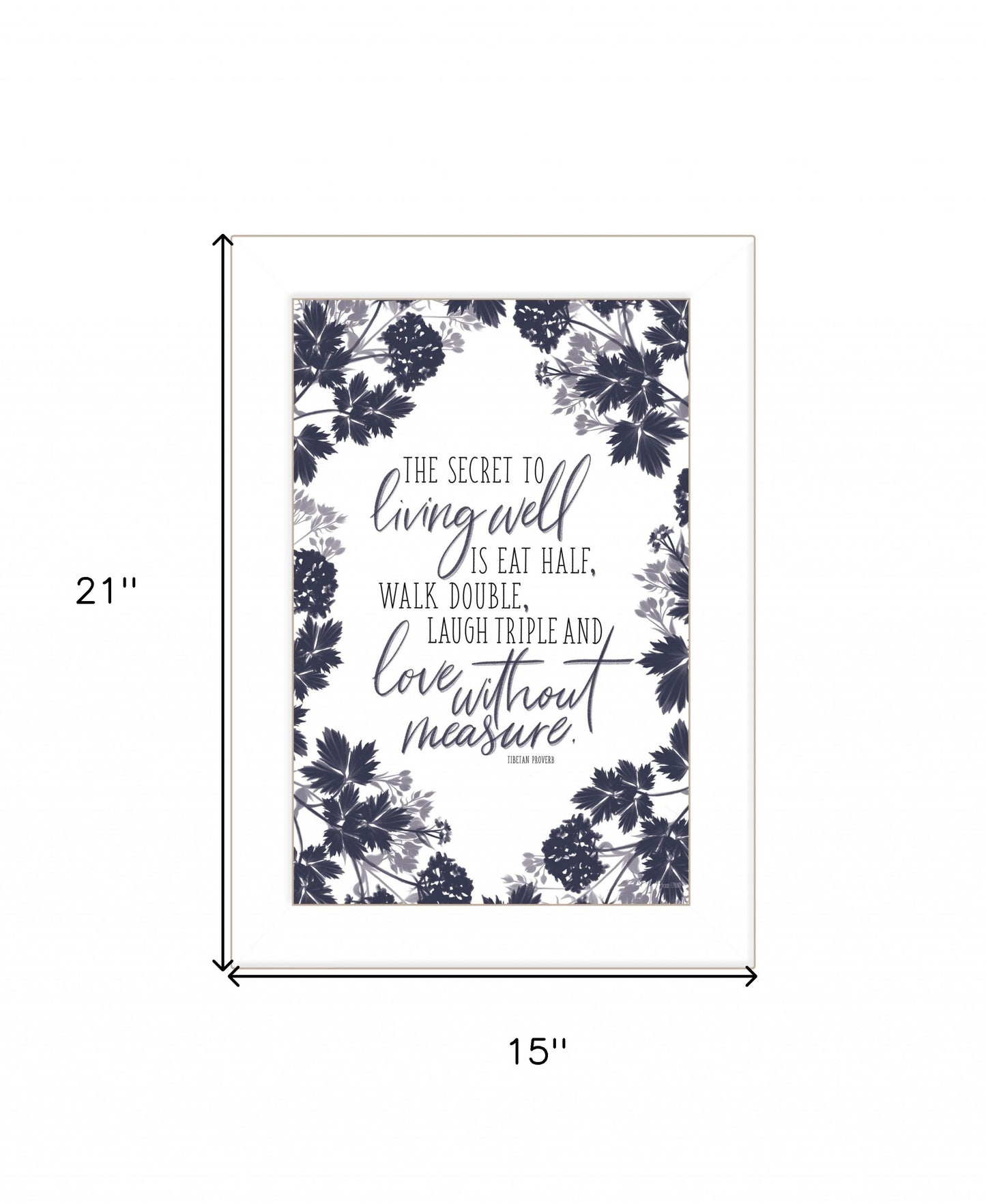 The Secret To Living Well 1 White Framed Print Wall Art