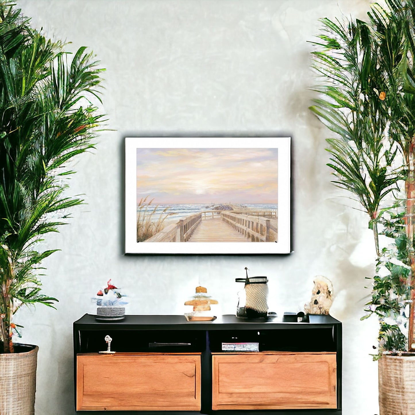 Ponce Inlet Jetty Sunrise 1 White Framed Print Wall Art