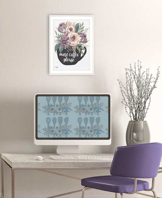 More Coffee Please 1 White Framed Print Wall Art