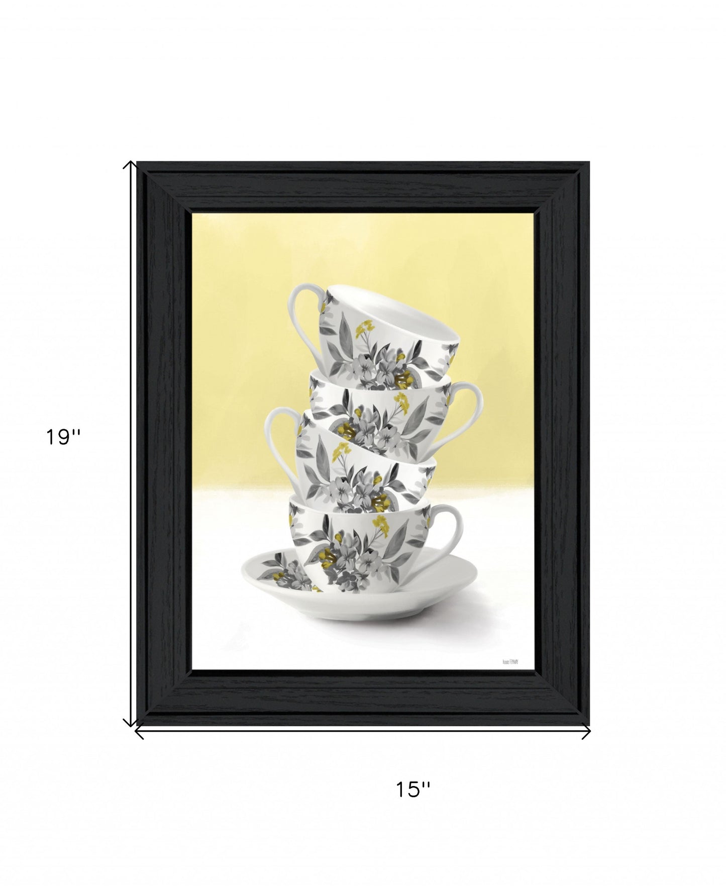 Time For Tea Yellow 2 Black Framed Print Wall Art