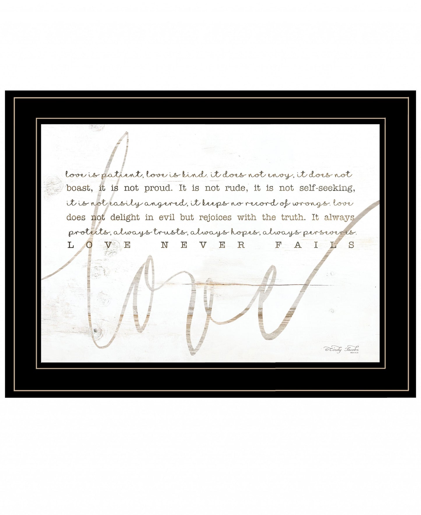 Love Never Fails 3 Black Framed Print Wall Art