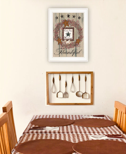 Count Your Blessings 1 White Framed Print Wall Art