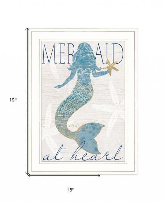 Mermaid At Heart 1 White Framed Print Wall Art