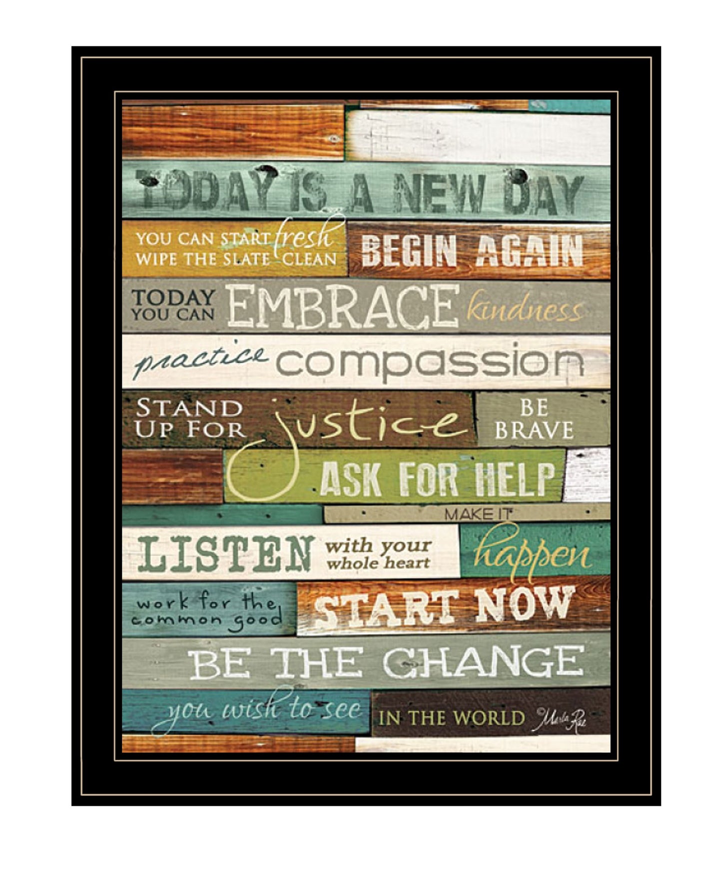 Today Is A New Day 3 Black Framed Print Wall Art