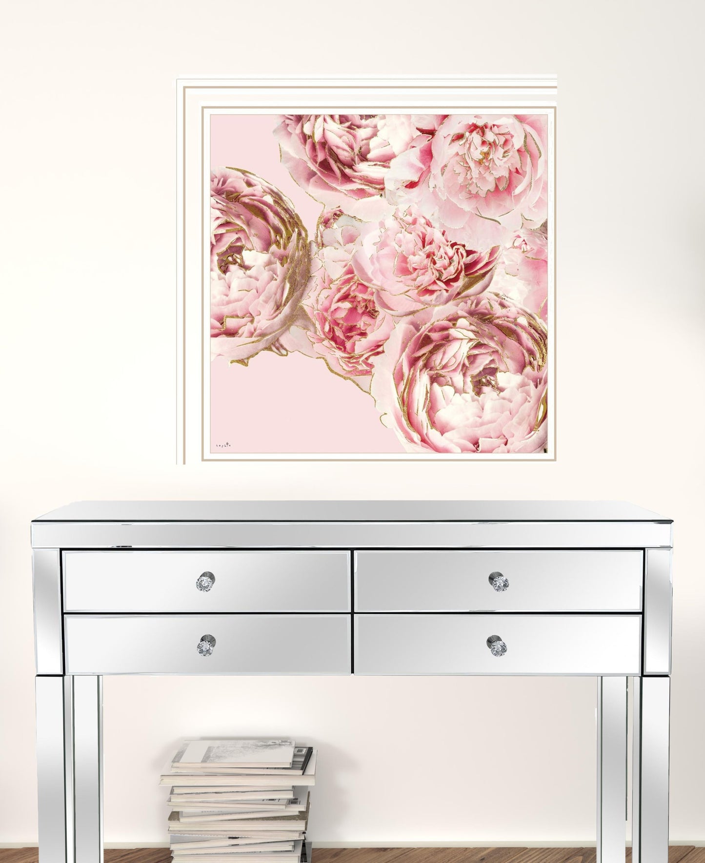 Set Of Two The Peonies 2 White Framed Print Wall Art