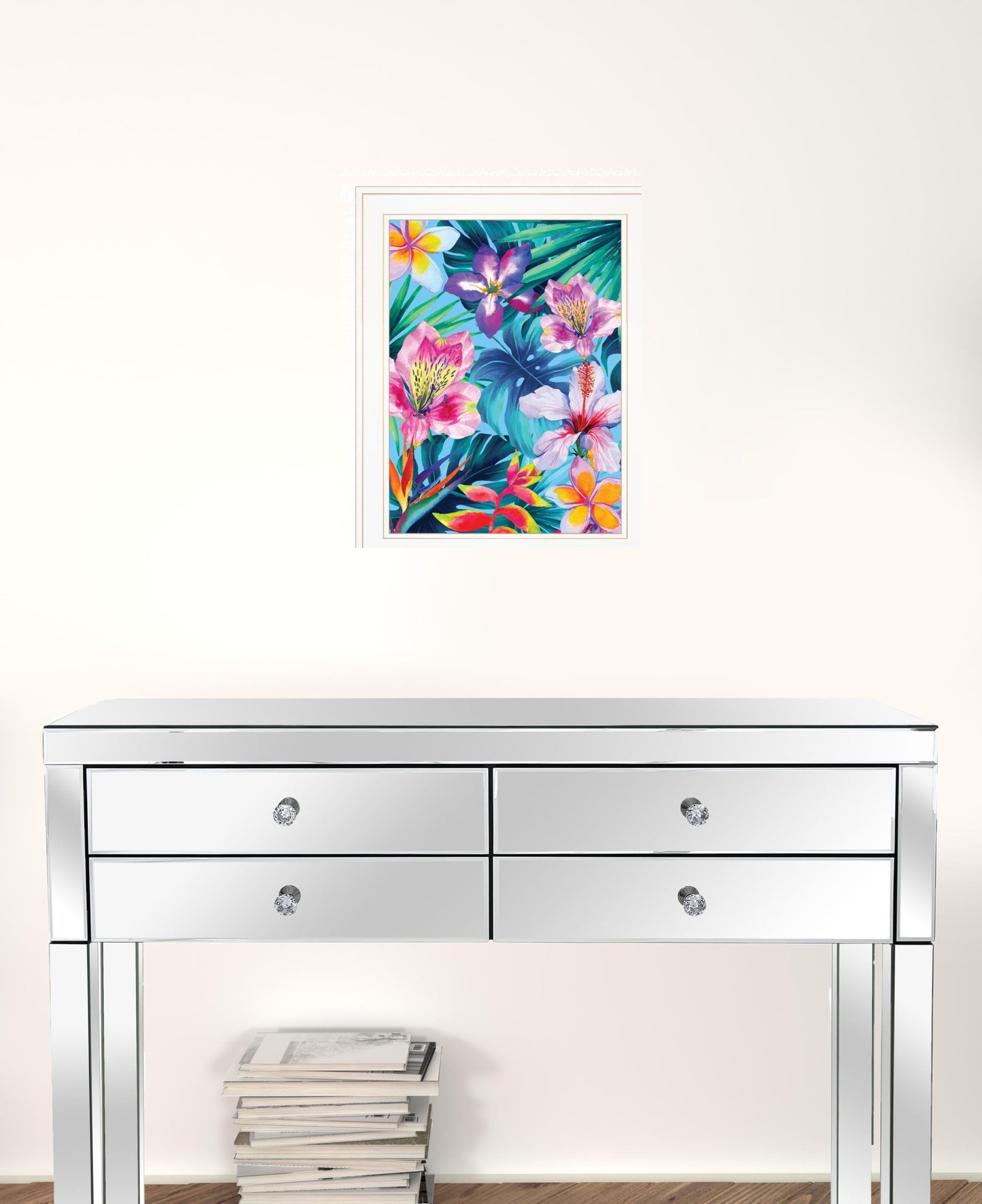 Tropical Flowers 2 White Framed Print Wall Art