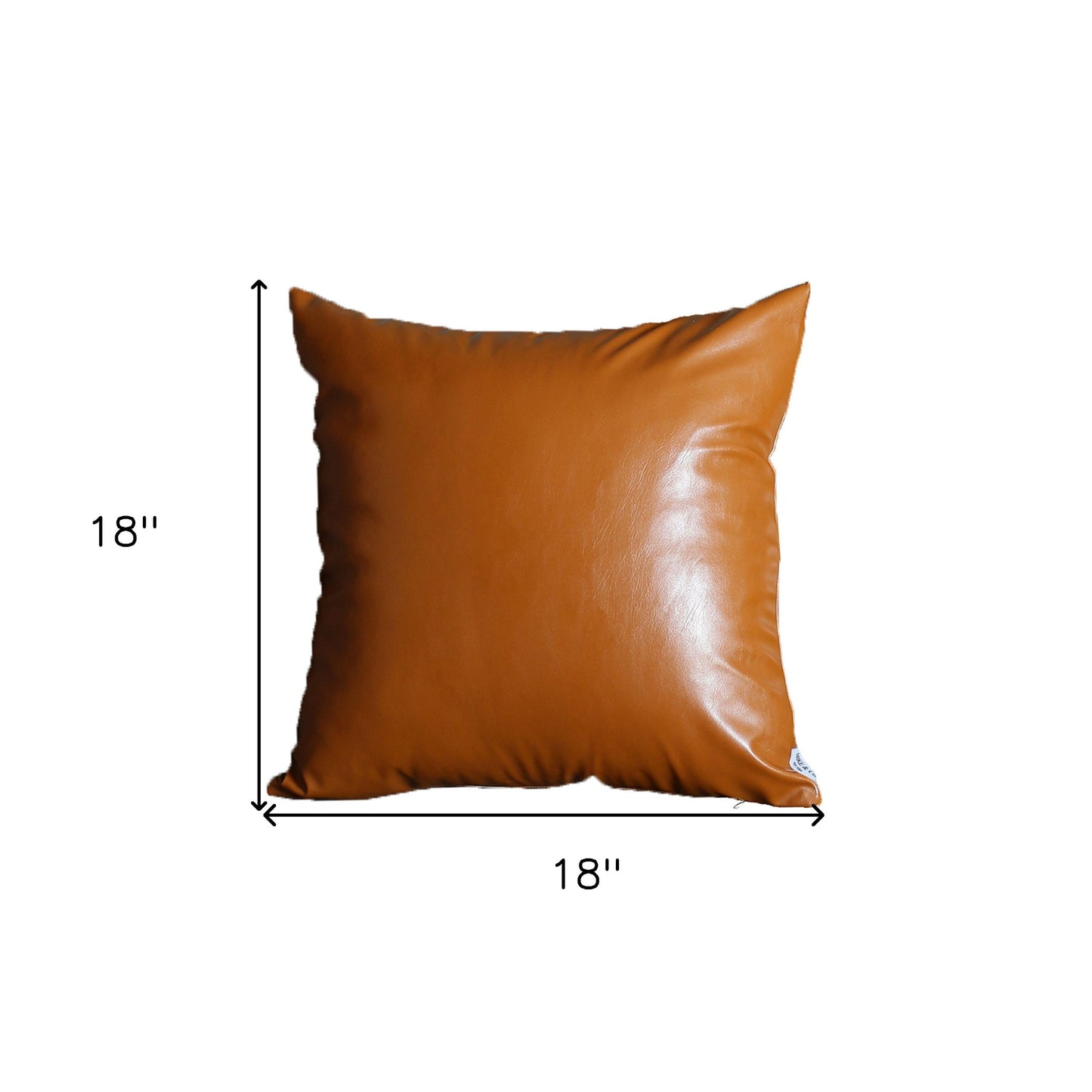 Set Of Two 18" X 18" Brown Faux Leather Zippered Pillow Cover