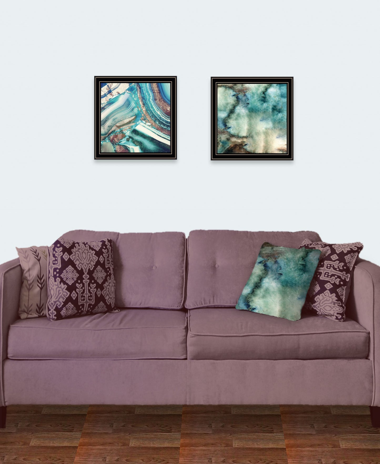 Set Of Two Earth Tones I And Sea II 1 Black Framed Print Wall Art