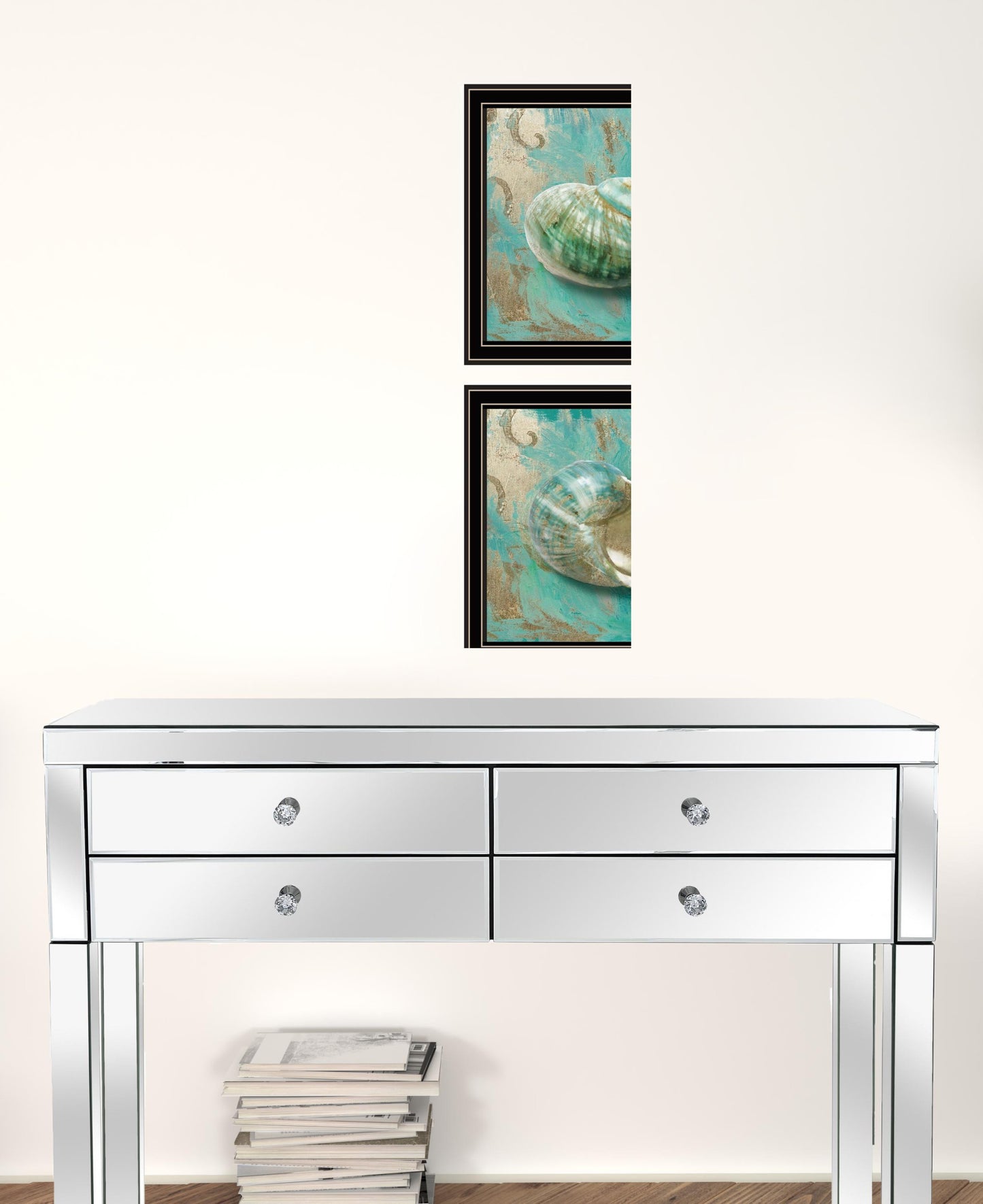 Set Of Two Azurica I And Sea II 1 Black Framed Print Wall Art