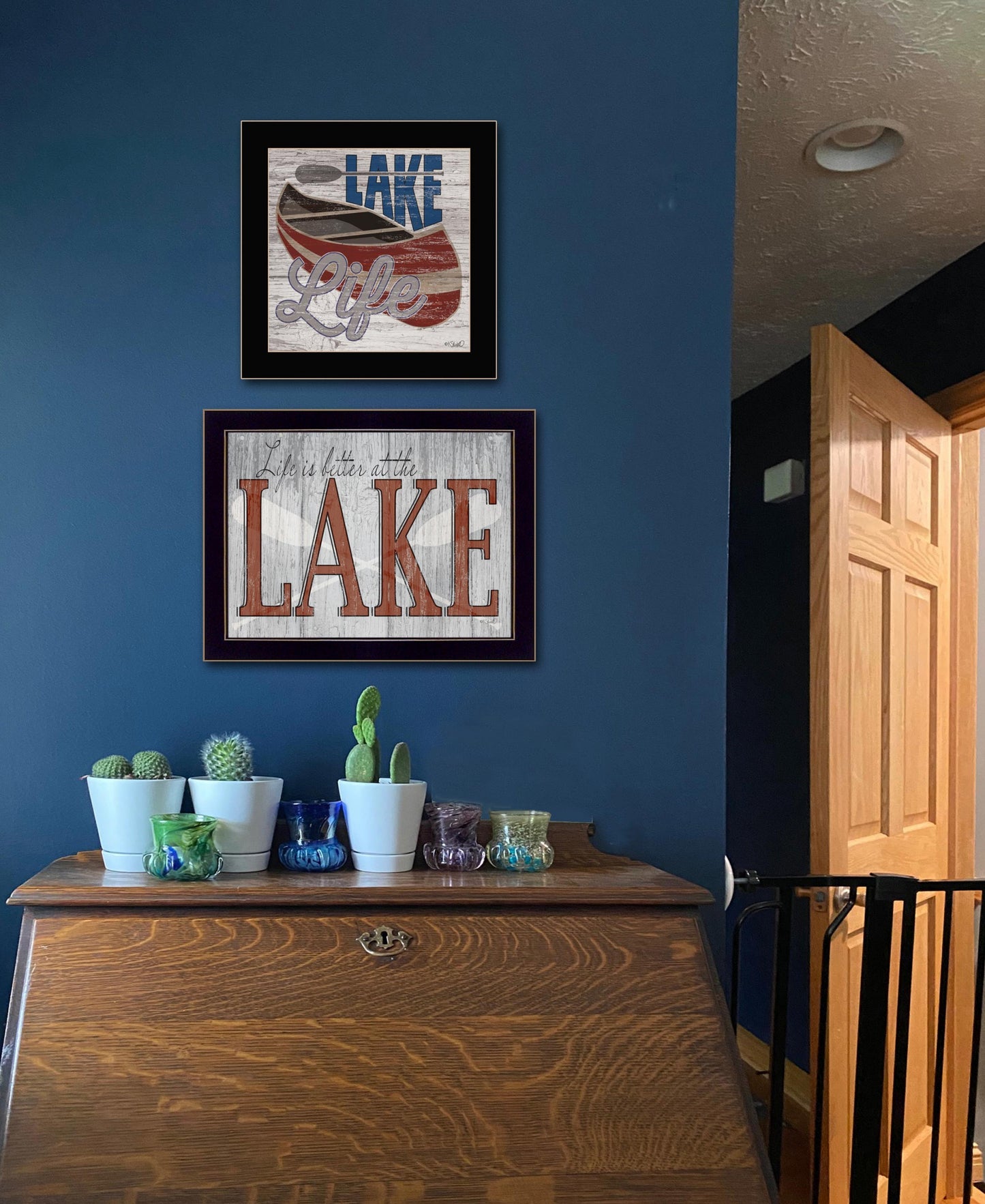 Set Of Two Lake Life Is Better 3 Black Framed Print Wall Art