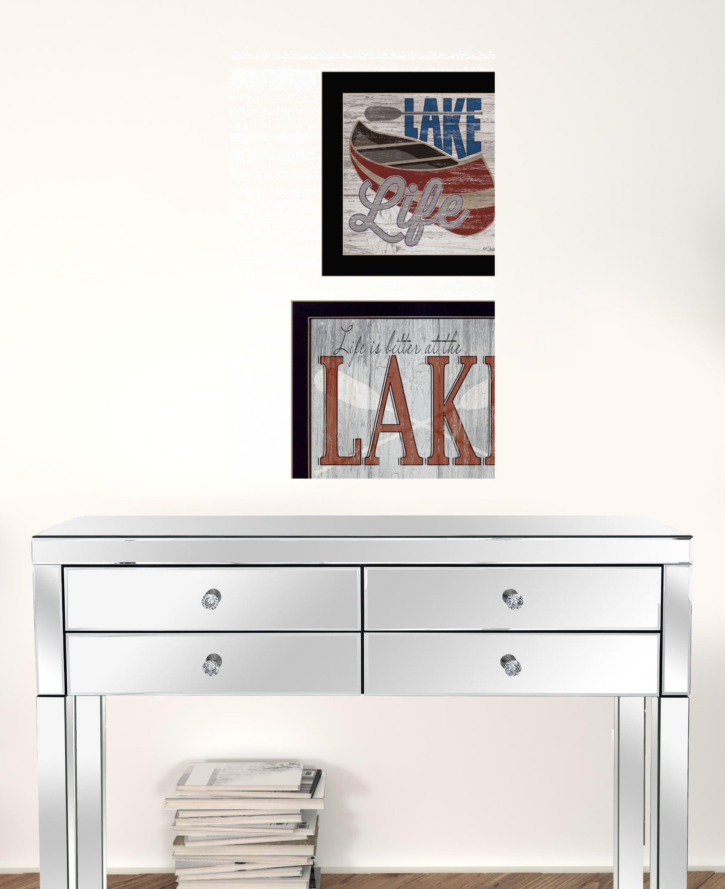 Set Of Two Lake Life Is Better 3 Black Framed Print Wall Art