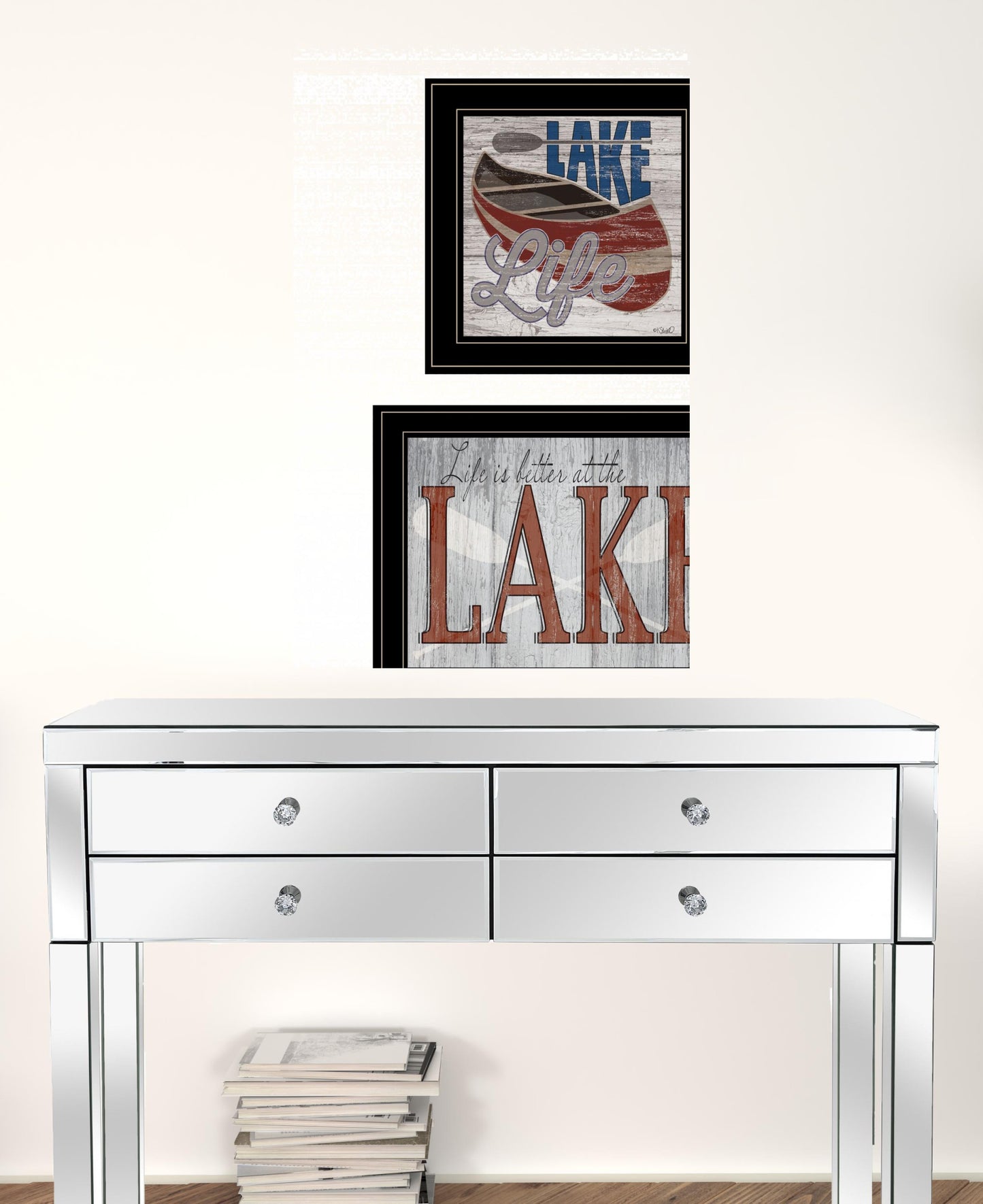 Set Of Two Lake Life Is Better 2 Black Framed Print Wall Art