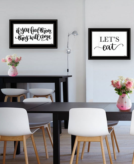 Set Of Two Lets Eat Or Feed Them 2 Black Framed Print Wall Art