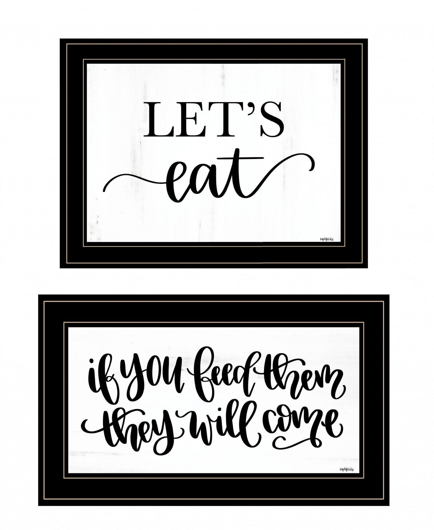 Set Of Two Lets Eat Or Feed Them 2 Black Framed Print Wall Art