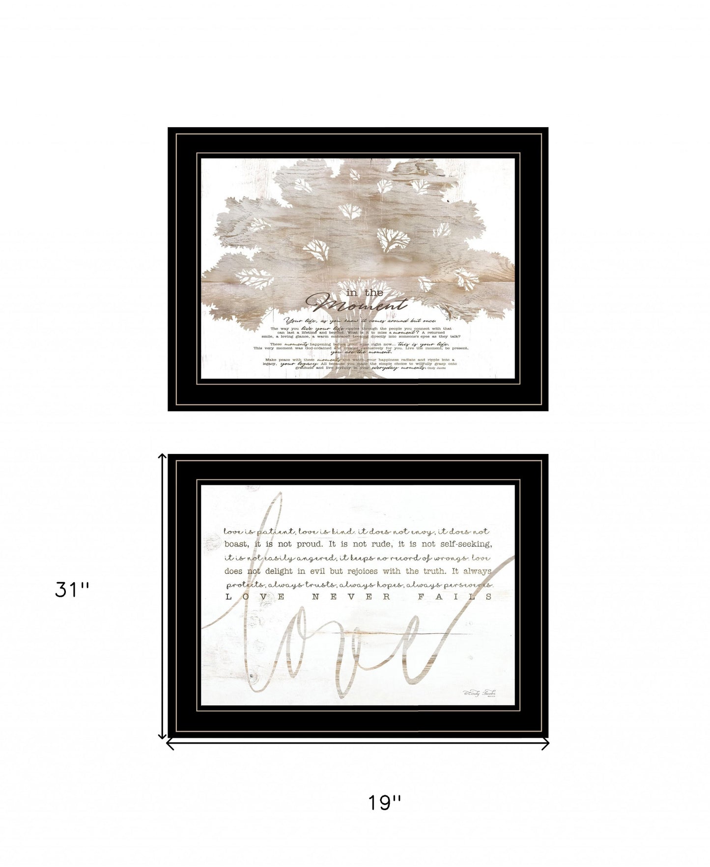 Set Of Two Love Or In The Moment 1 Black Framed Print Wall Art