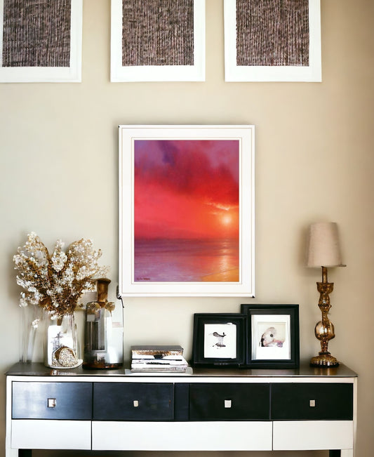 Sunset In Red 2 White Framed Print Wall Art