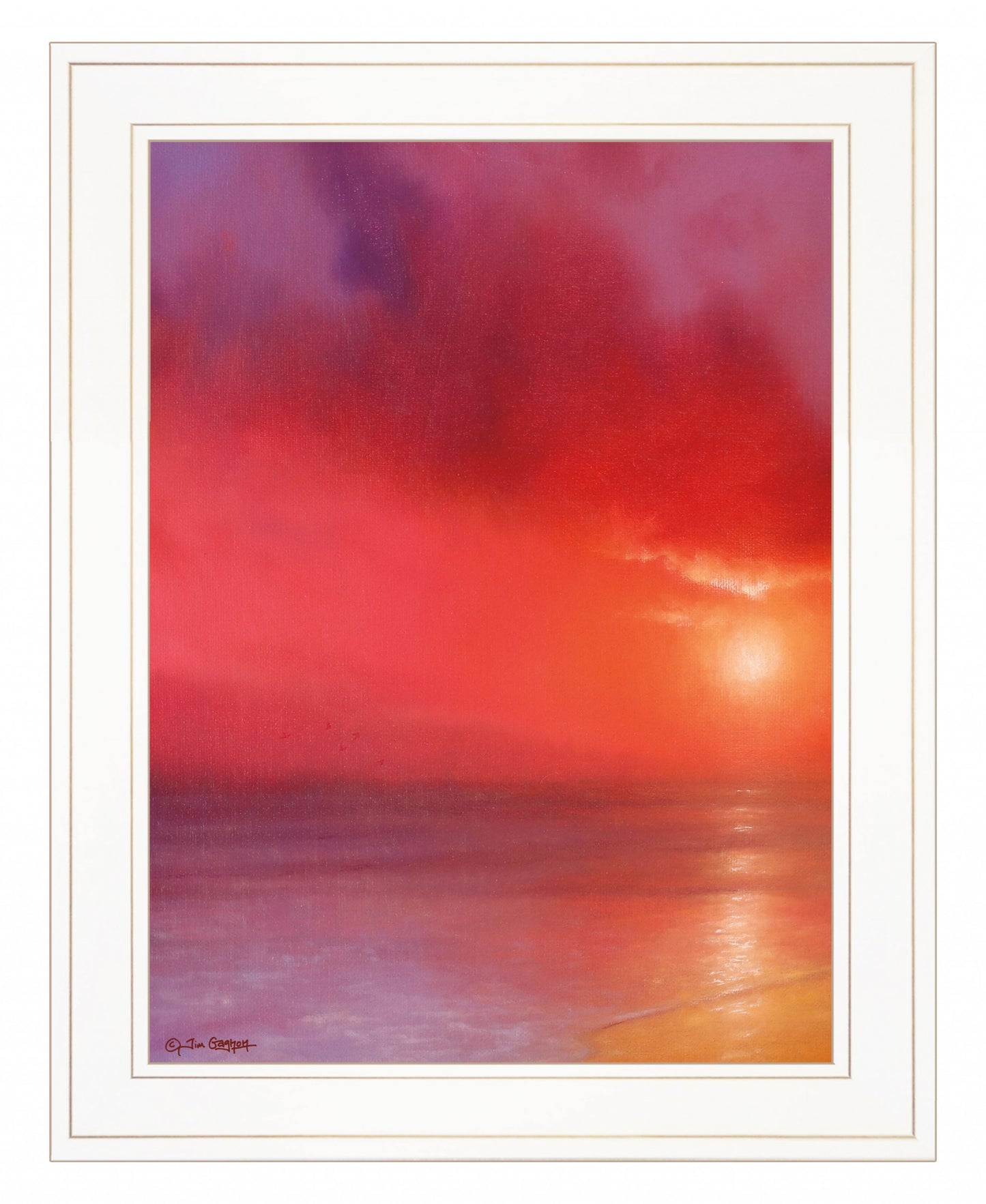 Sunset In Red 2 White Framed Print Wall Art