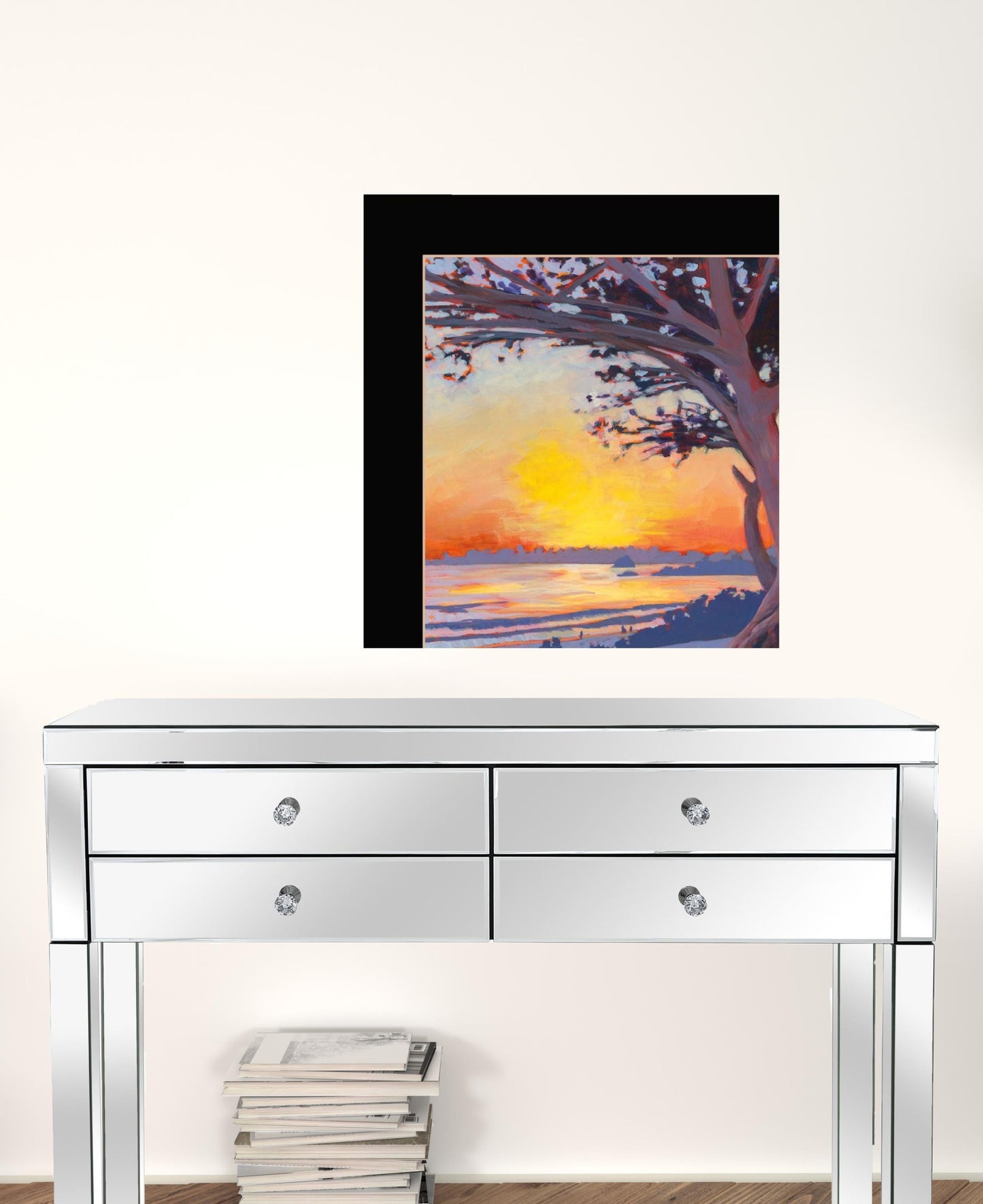 Set Of Two Carmel Beach And Lighthouse 4 Black Framed Print Wall Art