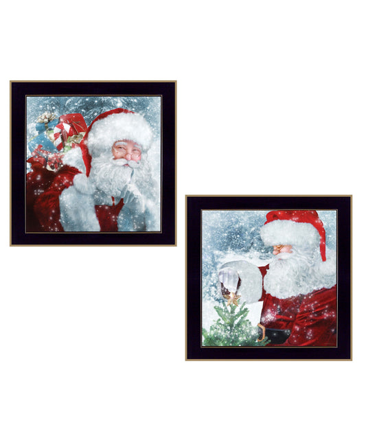 Set Of Two Santas Blessings 4 Black Framed Print Wall Art