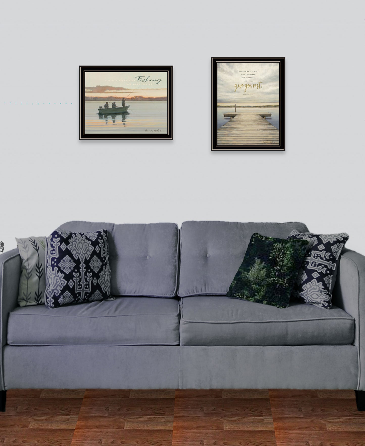 Set Of Two Lake Side Reprieve Black Framed Print Wall Art