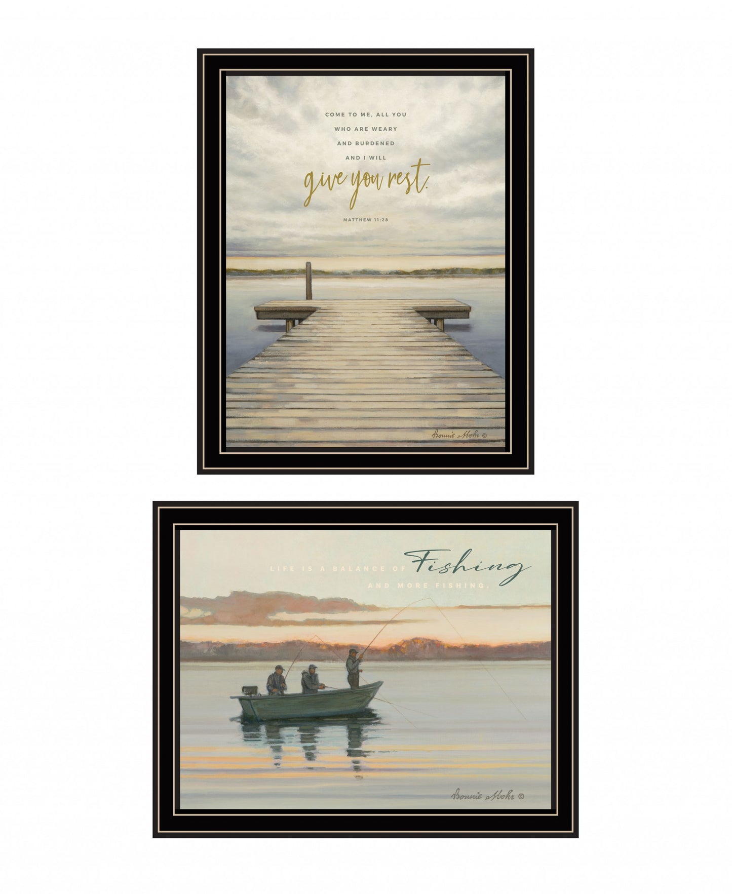 Set Of Two Lake Side Reprieve Black Framed Print Wall Art