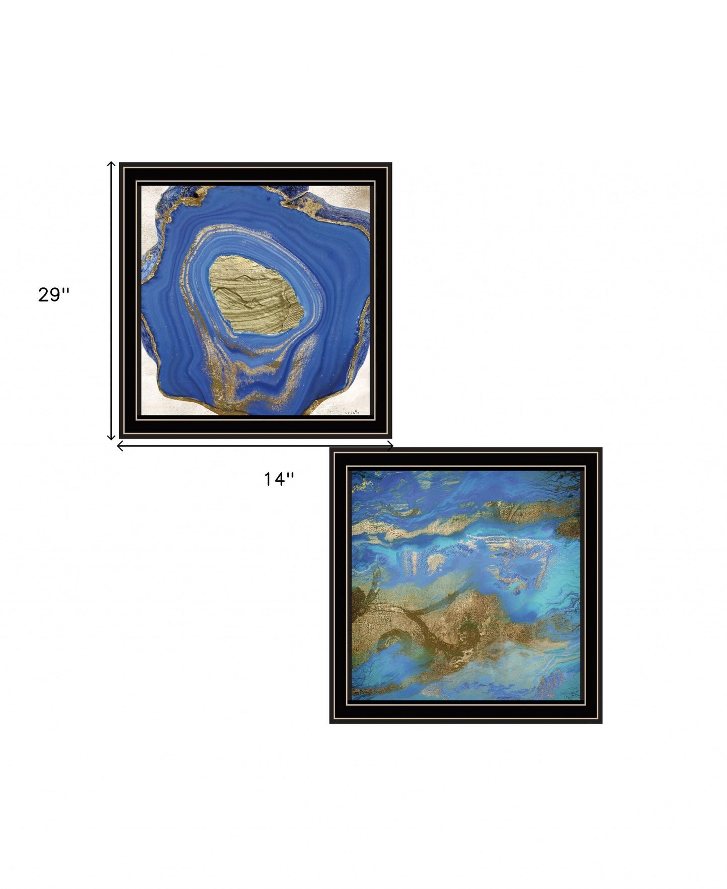 Set Of Two Perisse Cobalt 1 Black Framed Print Wall Art