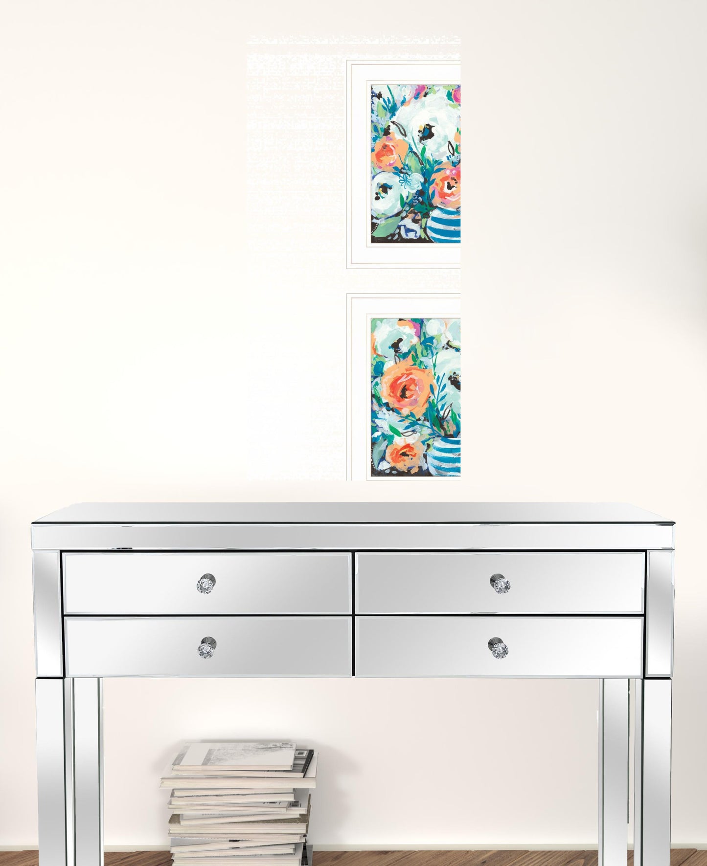 Set Of Two Fancy Floral 2 White Framed Print Wall Art