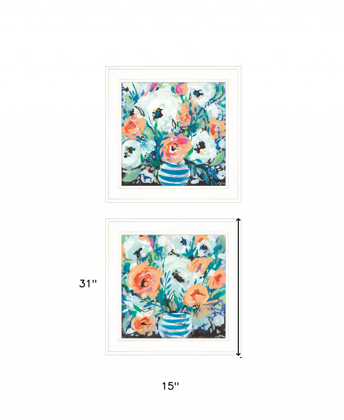 Set Of Two Fancy Floral 2 White Framed Print Wall Art