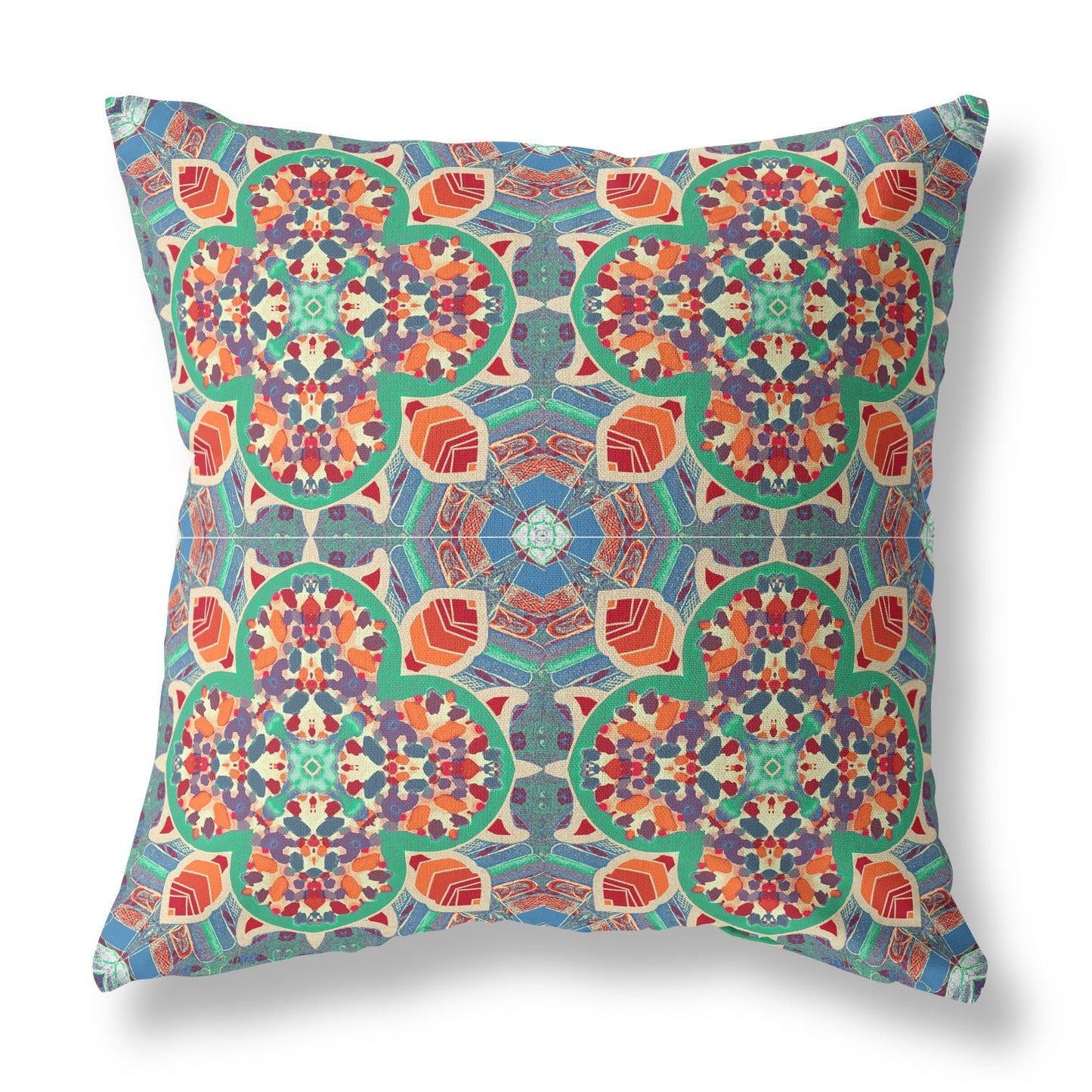 20" Orange Green Cloverleaf Boho Suede Throw Pillow