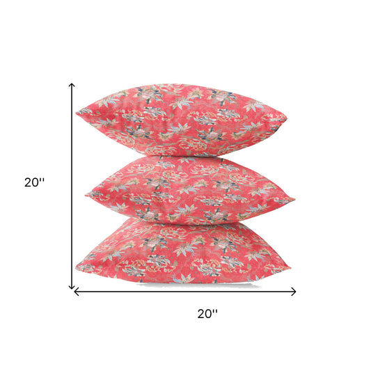 20" Salmon Red Roses Suede Throw Pillow