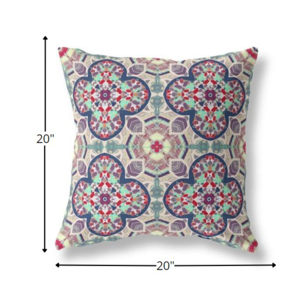 20" Mauve Blue Cloverleaf Boho Suede Throw Pillow