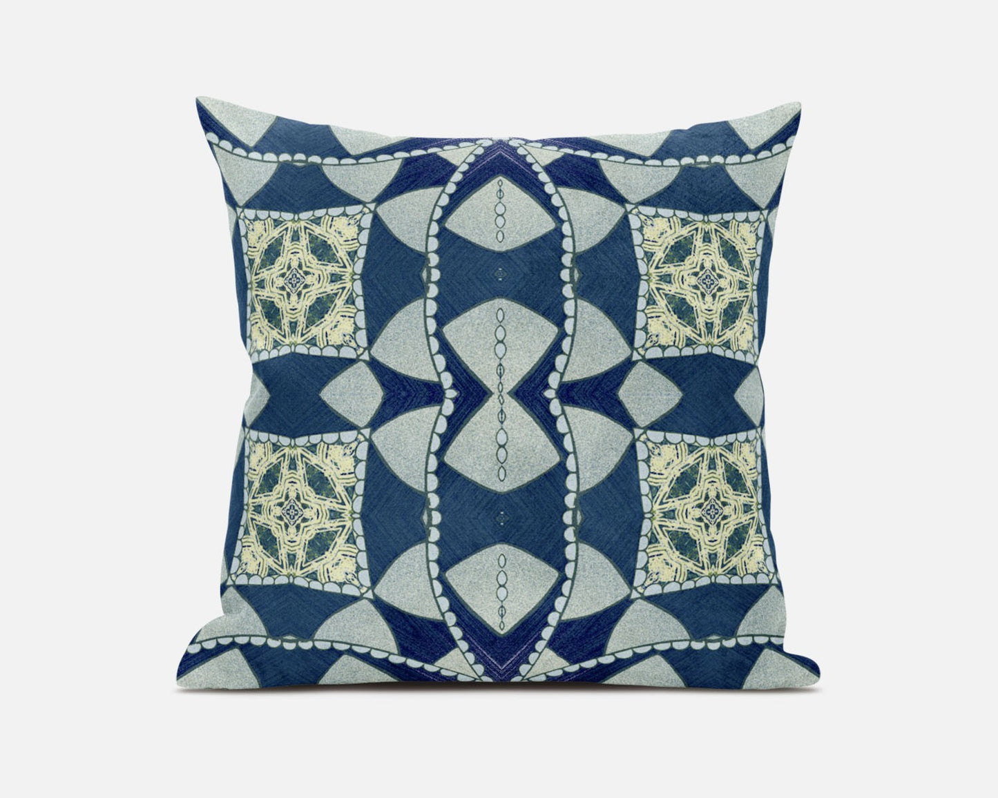20" Blue Cream Cosmic Circle Boho Suede Throw Pillow