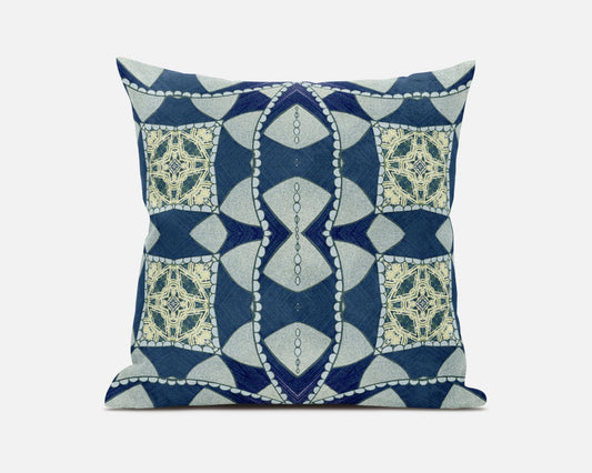 20" Blue Cream Cosmic Circle Boho Suede Throw Pillow