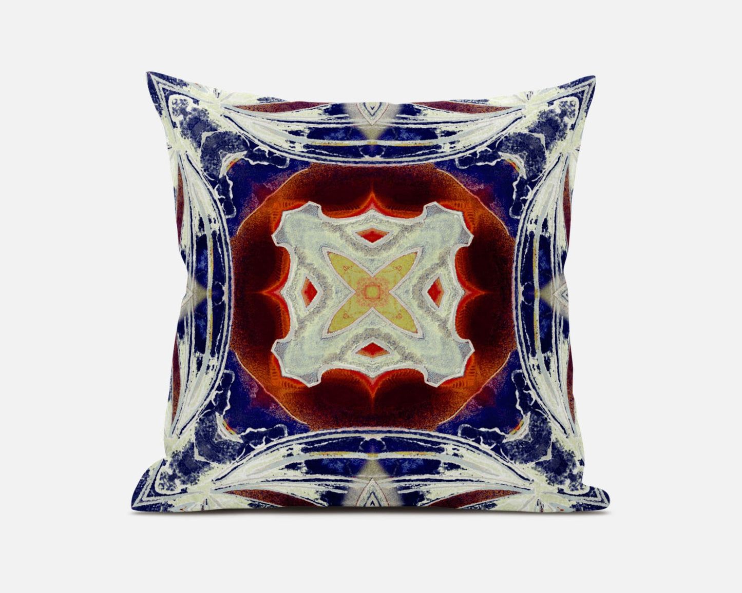 20” Indigo White Geo Tribal Suede Throw Pillow