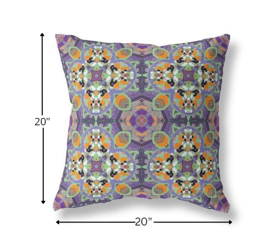 20" Purple Orange Cloverleaf Boho Suede Throw Pillow