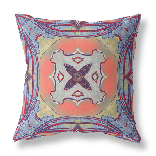 20” Purple Orange Geo Tribal Suede Throw Pillow